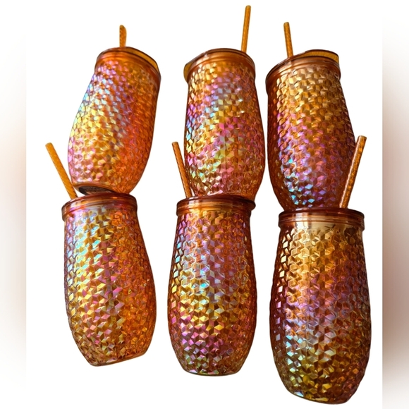 Mainstays Other - Bundle Of 6 Iridescent Tumblers with Straws NWT